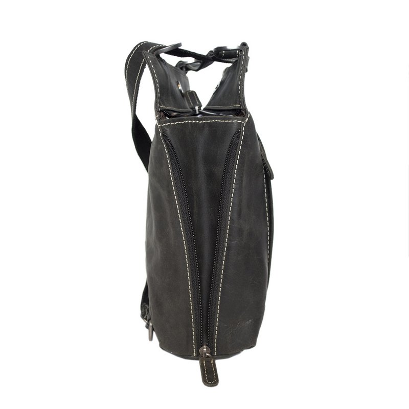 Rucksack Leder oder Umhängetasche Leder in 3 Farben - Rucksack Leder Anti-Diebstahl - Erweiterbar mit 2 seitlichen Reißverschlüssen
