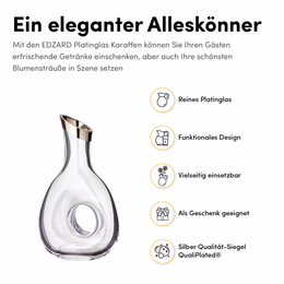 EDZARD karaffel Gordon, håndblæst krystalglas med platinkant, højde 30 cm, kapacitet 1,2 liter