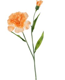  Artificial flower carnation, 40 cm, peach color. Realistic-looking carnation flower with green stem and leaves.
