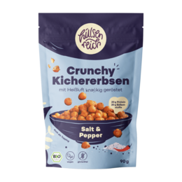 Crunchy chickpeas with salt and pepper flavor. Protein-rich snack, vegan and gluten-free.