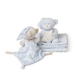 3 STUKS SET (PLUSJE SPEELGOED+DEKEN+DOUDOU) - BLAUW