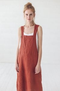Linen Cross Back Japanese Style Pinafore Apron in Various Colors