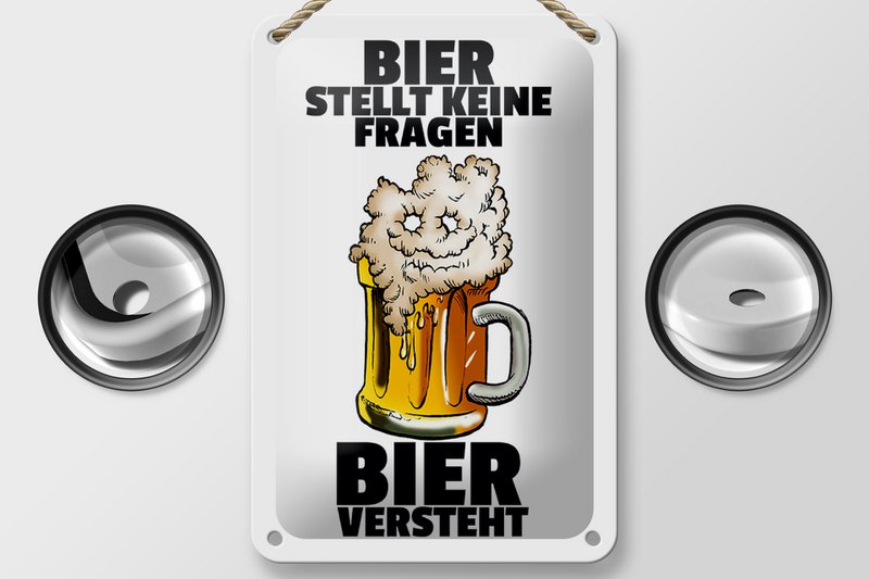 Tin sign alcohol 12x18cm beer asks no questions decoration