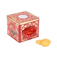 Plain shortbread biscuits with pure fresh butter and salted butter caramel chips - "Les Folies" metal dispenser box 300 g