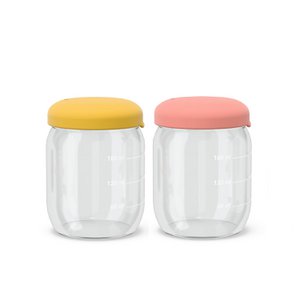 Food Storage Jar Set in Borasilicate Glass 180 ml - Coral / Mimosa