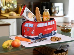 Volkswagen VW T1 Bus 3D Neopren Universal Taske, Stor - Feuerwehr/Brandbil/Rød