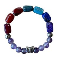 Ladies bracelet rainbow agate with stainless steel butterfly bead