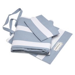 Set copripiumino e federa a righe sottili reversibili blu freddo