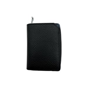 BLACK SEEDED LEATHER RFID CARD AND COIN HOLDER