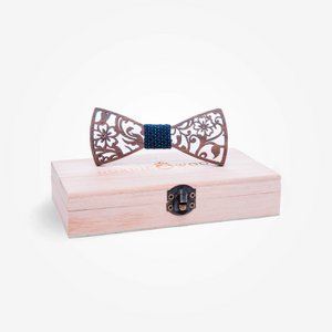 Children's Wooden Bow Tie - Blue Coconut Tree