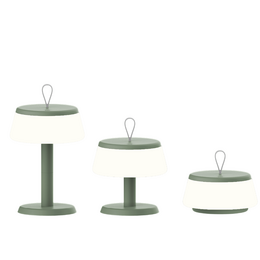  Sage green 3-in-1 modular table lamp, adjustable heights, modern minimalist design, warm lighting.