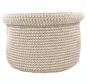 Luna-Leena basket off white H18cm - cotton - hand crochet in Nepal