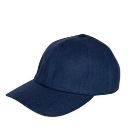  Navy blue linen baseball cap, soft structured minimalist design, classic curved brim headwear