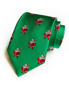 Stropdas - Groen met Kerstman