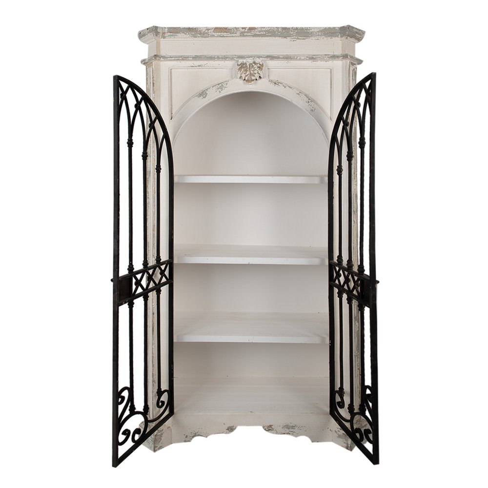 Kast Beige Zwart, Hout en Metaal 102x42x190 cm