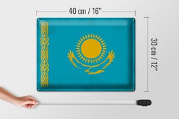 Tin Sign Flag of Kazakhstan 40x30cm Kazakhstan Vintage