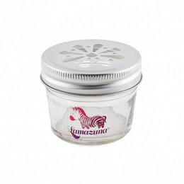 Glass storage jar with openwork lid, suitable for storing various items. The jar features a decorative zebra design on the lid, adding a touch of style to your storage solution.