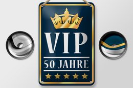 Tin sign saying 12x18cm VIP 50 years (blue/white) decoration