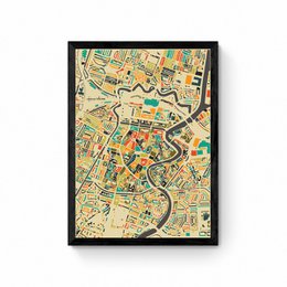  Mosaic city map poster featuring a detailed illustration of the city of Haarlem, Netherlands. The poster showcases the city's streets, landmarks, and neighborhoods in a vibrant, colorful design. Suitable for home or office decor.