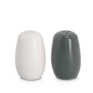 Salt/pepper shaker set, 2 pieces, ceramic, anthracite/white