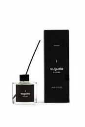  Elegant black reed diffuser with a sleek, minimalist design. Features a glass bottle and black reed sticks to gently diffuse a soothing aroma throughout the room.