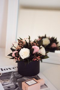 Geconserveerde Bloemen Rond Doosje Frida Roze Ø16 H14.5 cm