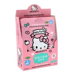 Pink Hello Kitty sheet mask for face, 25 ml, designed for kids and children, featuring a radiant and relaxing formula.