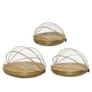 Food cover set bamboo natural 3-piece