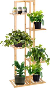 Bamboe Plantentafel - 40 x 21 x 80 cm - Bamboe - Plantenstandaard - Plantenzuil - Plantenhouder - Planten Standaard - Plantenrek - Planten Organizer - Duurzaam - Bruin
