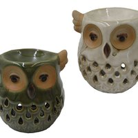 Fragrance lamp owl made of porcelain, 10x9x11cm