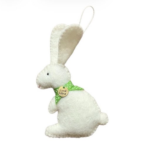 Luna-Leena flacher Osterhase zum Aufhängen – cremefarben – Wollfilz – handgefertigt in Nepal