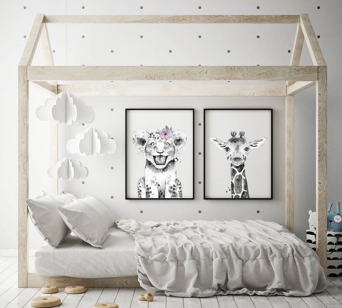Leeuw Kinderkamerposter bloemetje