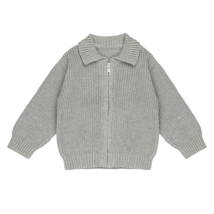 Zipper Sweater Flat Knit Baby | Gray Violet