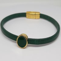 Semplice enamel oval slider 24K gold plated