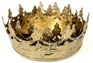 Kroon bakje metaal Set/3 goudkleur