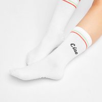 Organic socks Ciao - white tennis socks with lettering and stripes