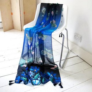 Papillon blue butterfly scarf