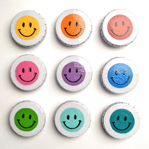 Click-Klack-Doses 9-set wit, motief "smiley"