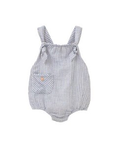 Vichy-karierter Baby-Mädchen-Strampler mit Tasche I09-21309072