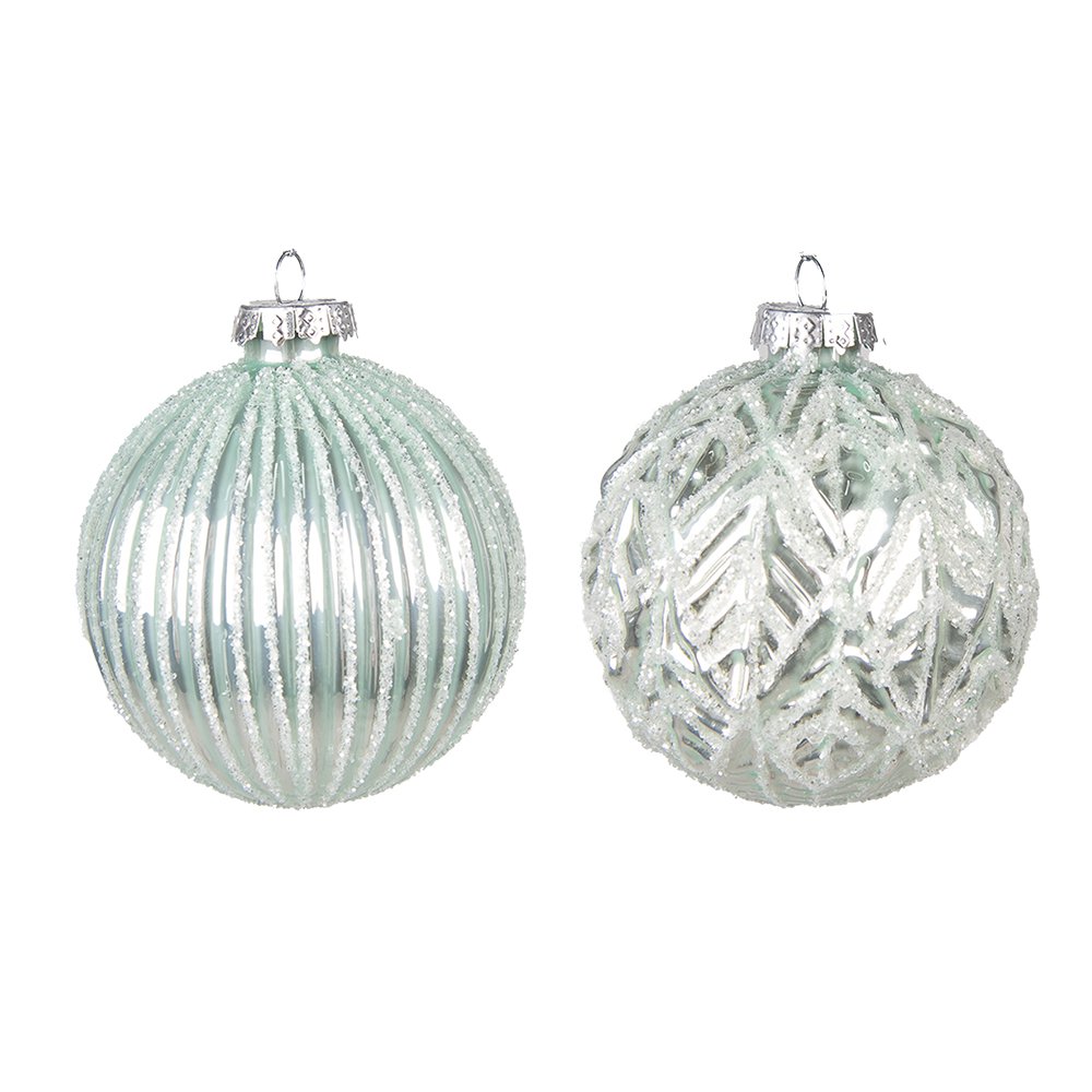 Kerstbal Set van 2 Ø 8 cm Groen Glas Kerstdecoratie