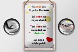 Tin sign saying 12x18cm I love you to the stars decoration