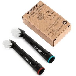 Recyclable brush heads for Oral-B compatible toothbrushes, available in a junior size. Made from sustainable materials.