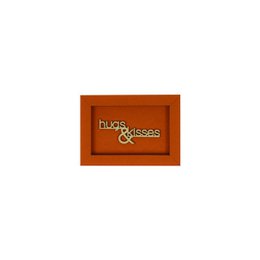 HUGS & KISSES- frame card wood lettering magnet