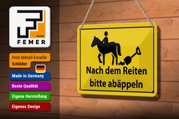 Tin sign note 18x12cm Please abäppel after riding decoration