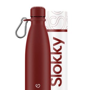 Slokky Matte Red Bottle, Lid & Carabiner - 500ml