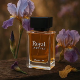  Amber glass bottle, black cap, woody floral fragrance, men's eau de parfum, elegant sophisticated scent