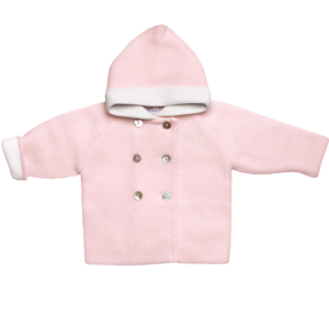 Hooded coat pink made from 100% finest merino wool