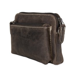 Schultertasche - Gürteltasche - Clutch aus schwarzem Büffelleder - 3 Farben Leder