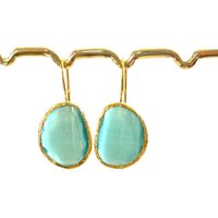 Earrings cateye stone light blue