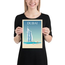 Affiche Dubaï Vintage | Poster Ville Dubaï Emirats Arabes Unis
